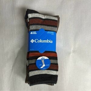New Columbia Socks Men’s 4 Pair Multicolor Striped Crew Socks Activewear Casual